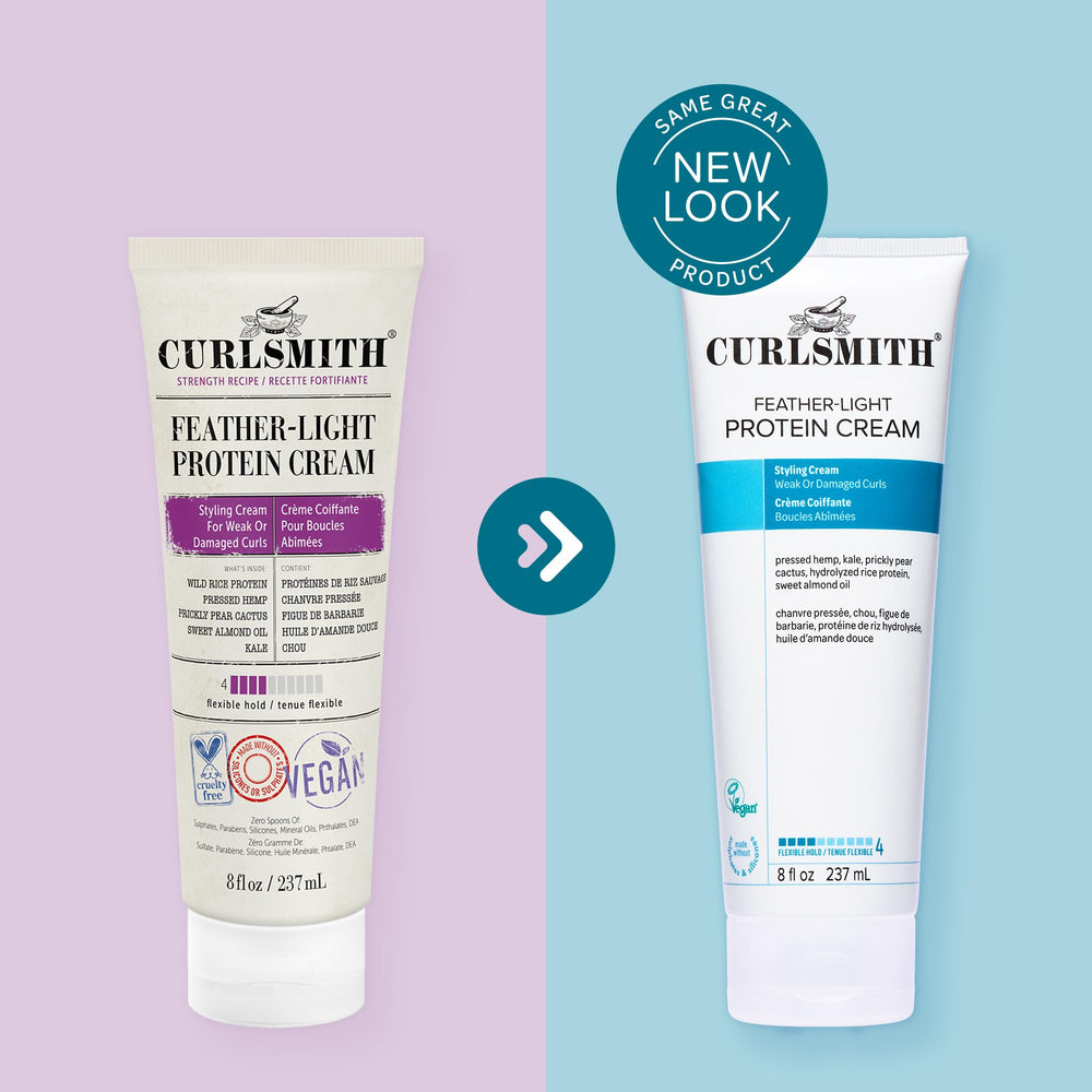 Hair with subtle gloss after using CURLSMITH Protein Cream.