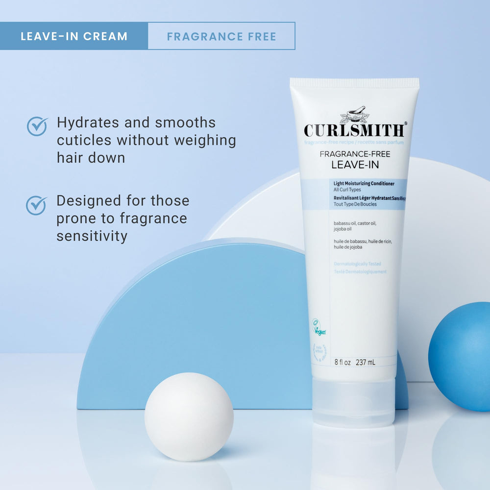 Fine to medium hair benefits from lightweight fragrance-free leave-in hydration.