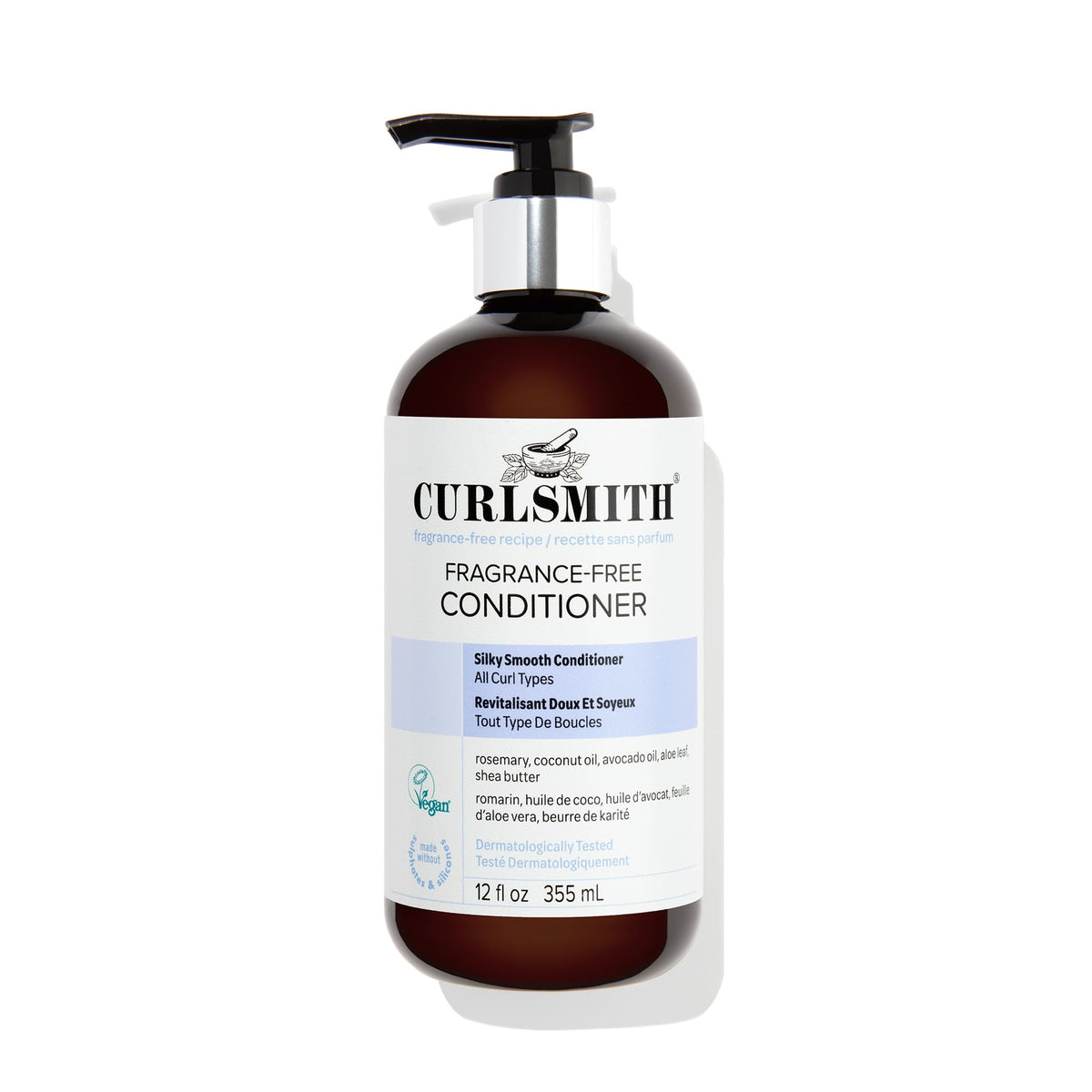 CURLSMITH fragrance-free conditioner bottle for gentle detangling and soft curls.