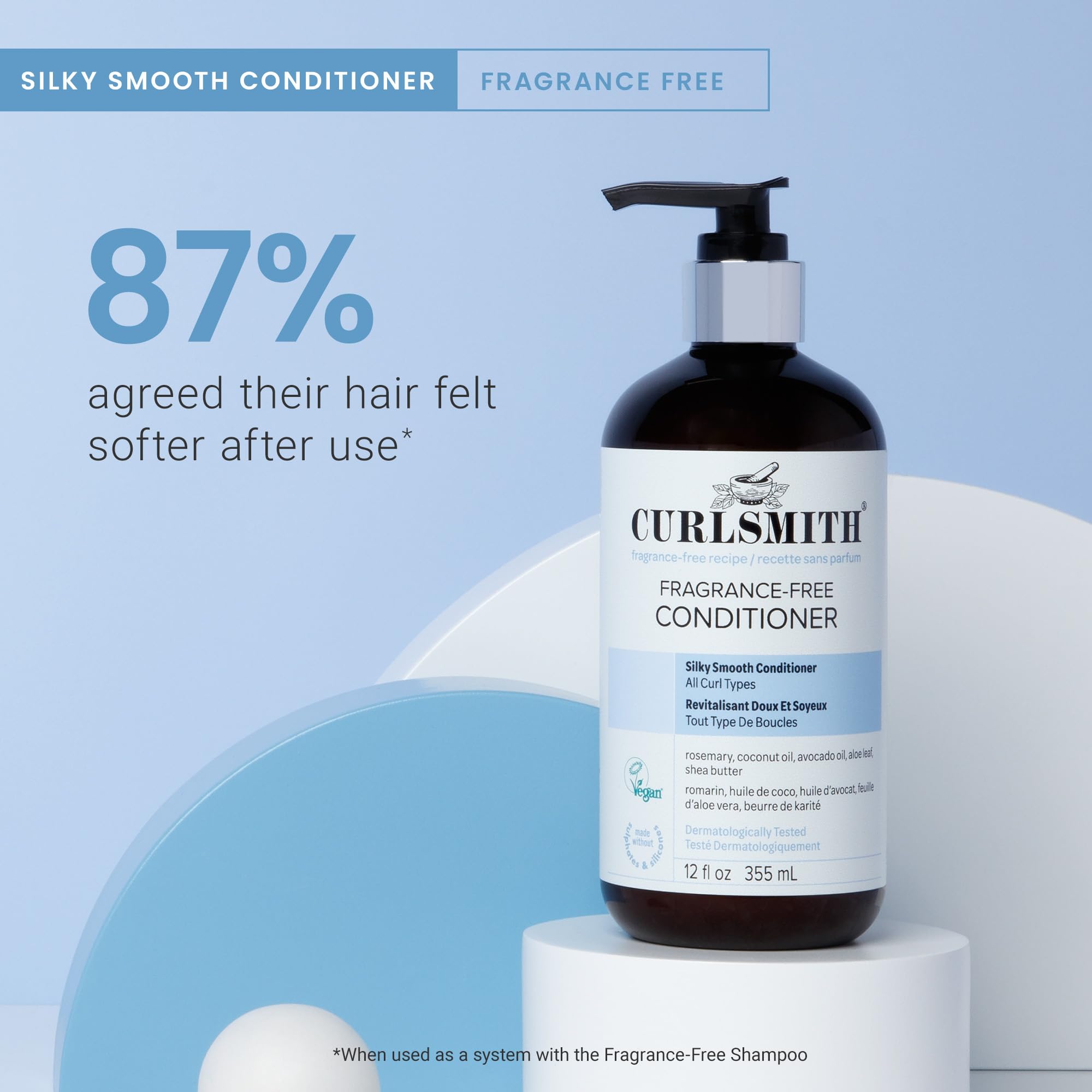 CURLSMITH fragrance-free conditioner detangles curls without weighing them down.