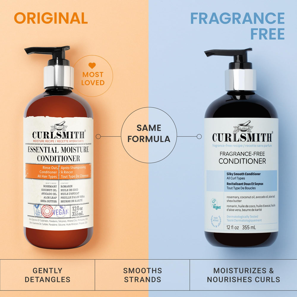 CURLSMITH fragrance-free conditioner helps soften and smooth curls for easy manageability.