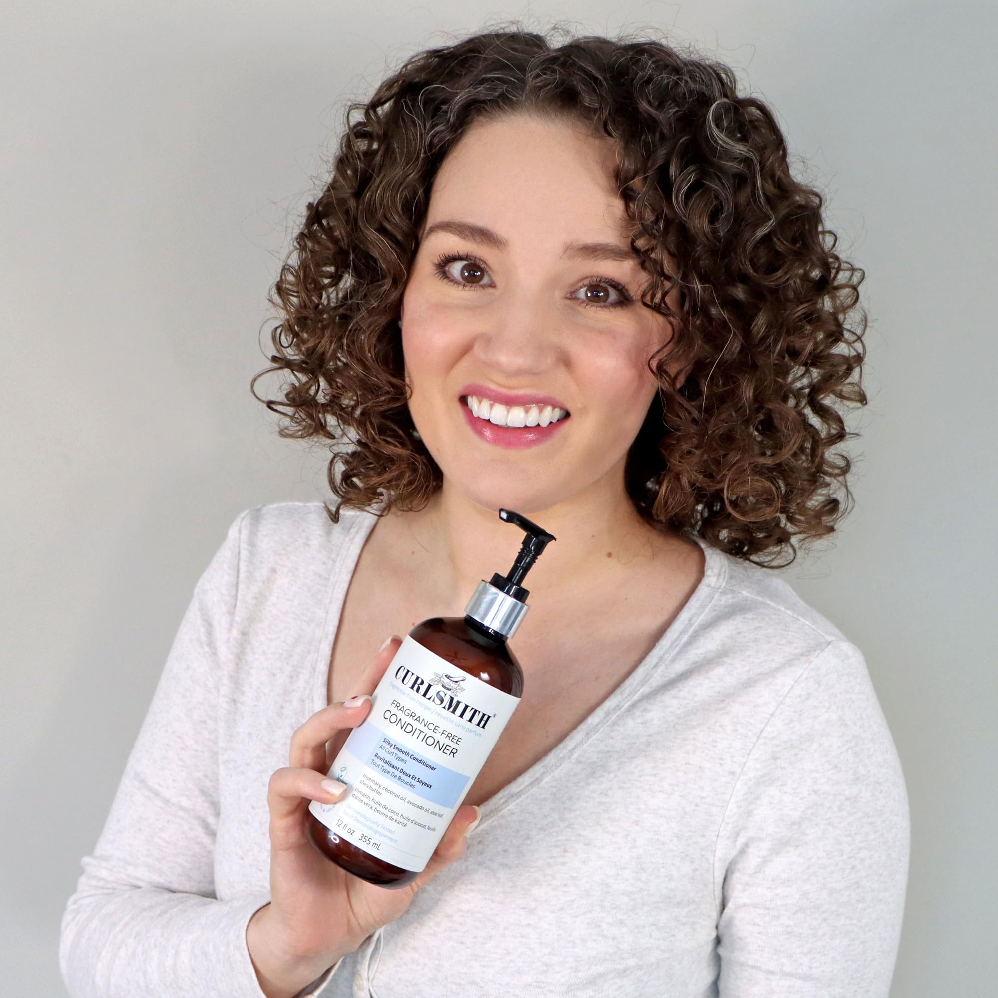 CURLSMITH fragrance-free conditioner shown as part of a system with the fragrance-free shampoo.