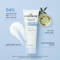 Close-up of fragrance-free leave-in bottle showing lightweight texture for easy styling.