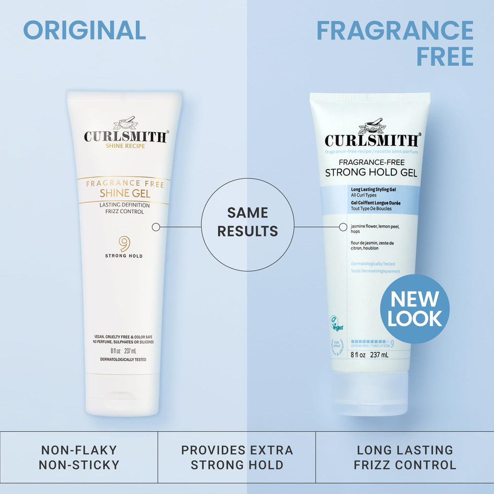 CURLSMITH fragrance-free gel close-up highlights frizz control and definition