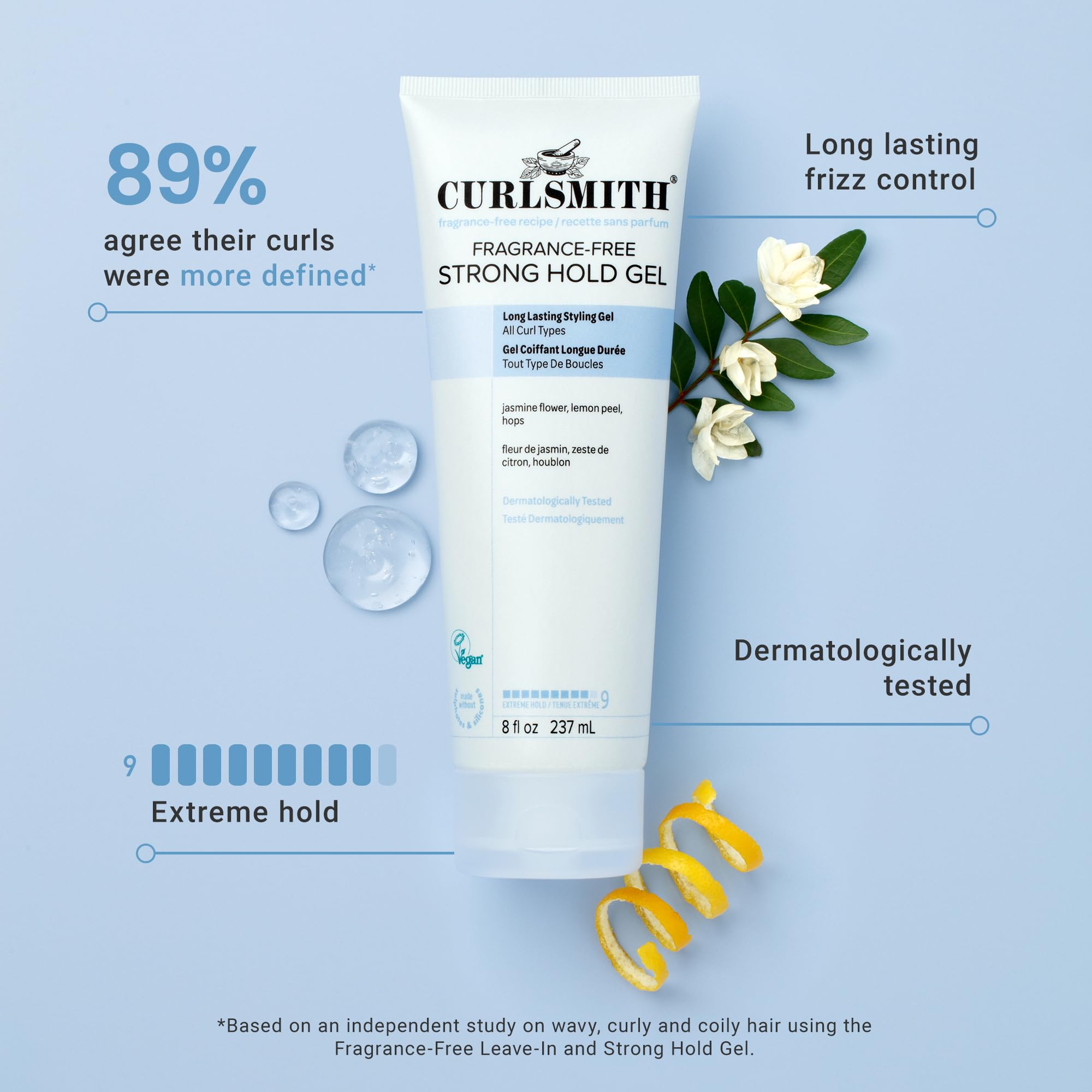 CURLSMITH fragrance-free gel hands applying for defined, fragrance-free curls