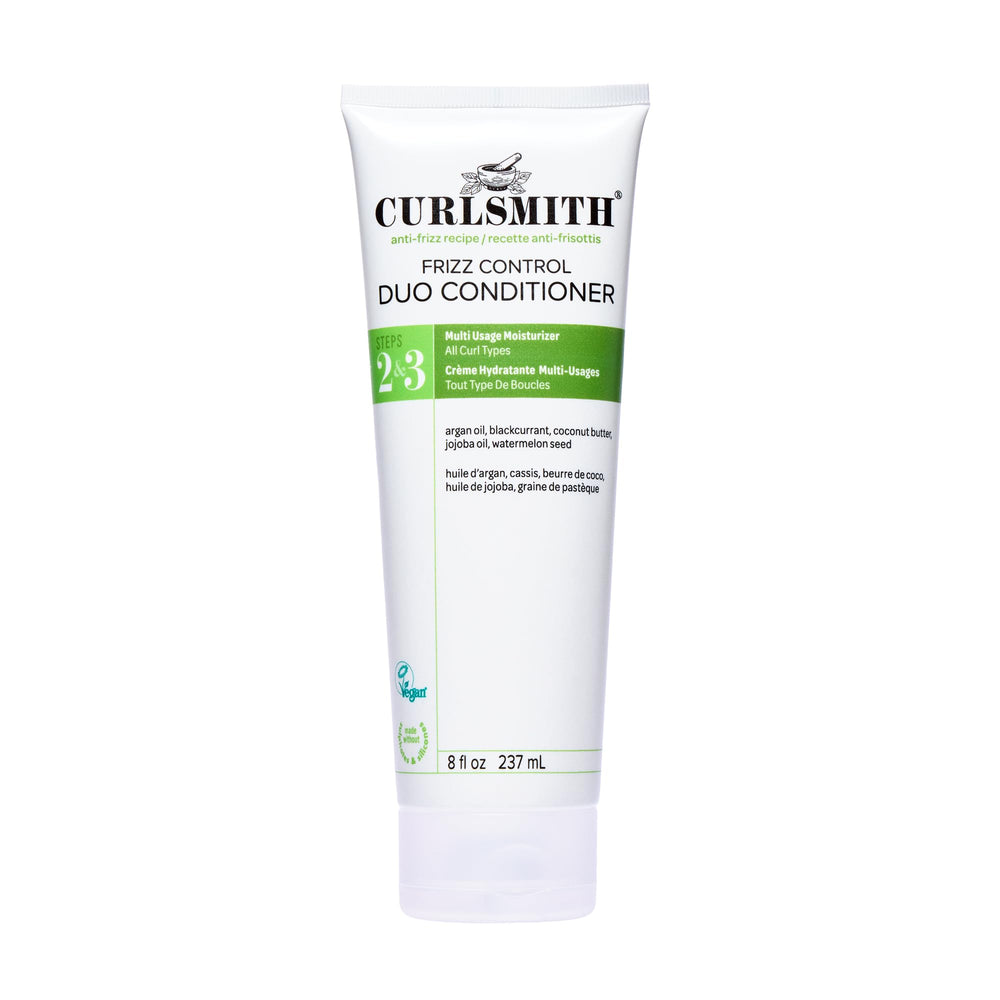 CURLSMITH Frizz Control Duo bottle shown for smooth frizz-free curls.