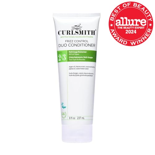 CURLSMITH Frizz Control Duo cream texture highlighting moisturizing detangler.