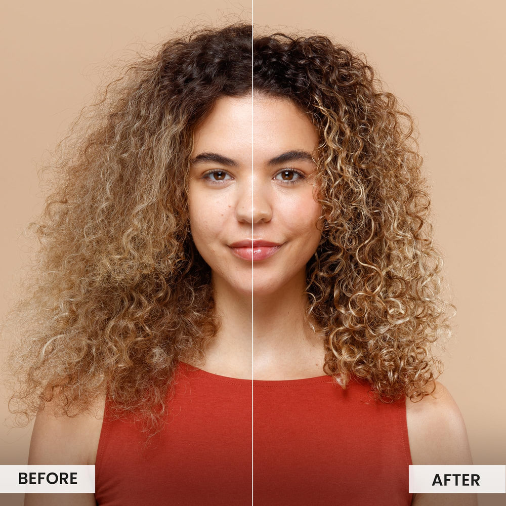 CURLSMITH Frizz Control Duo rinse-out use demonstrates detangling benefits.