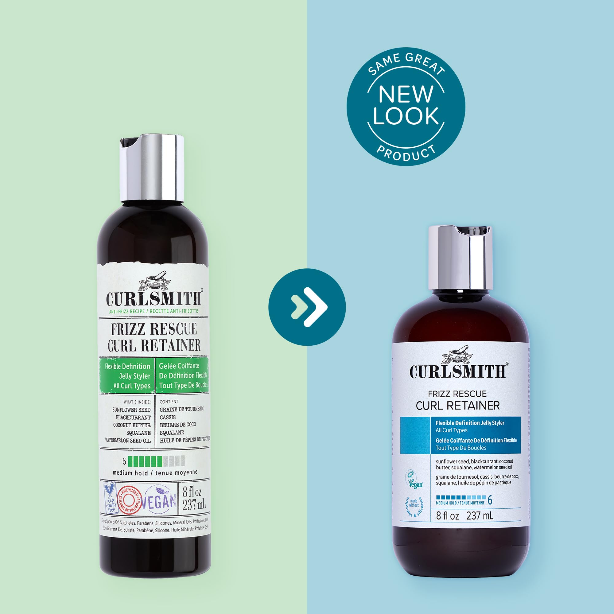 CurlSmith Frizz Rescue 72hrs frizz control image shows long-lasting manageability