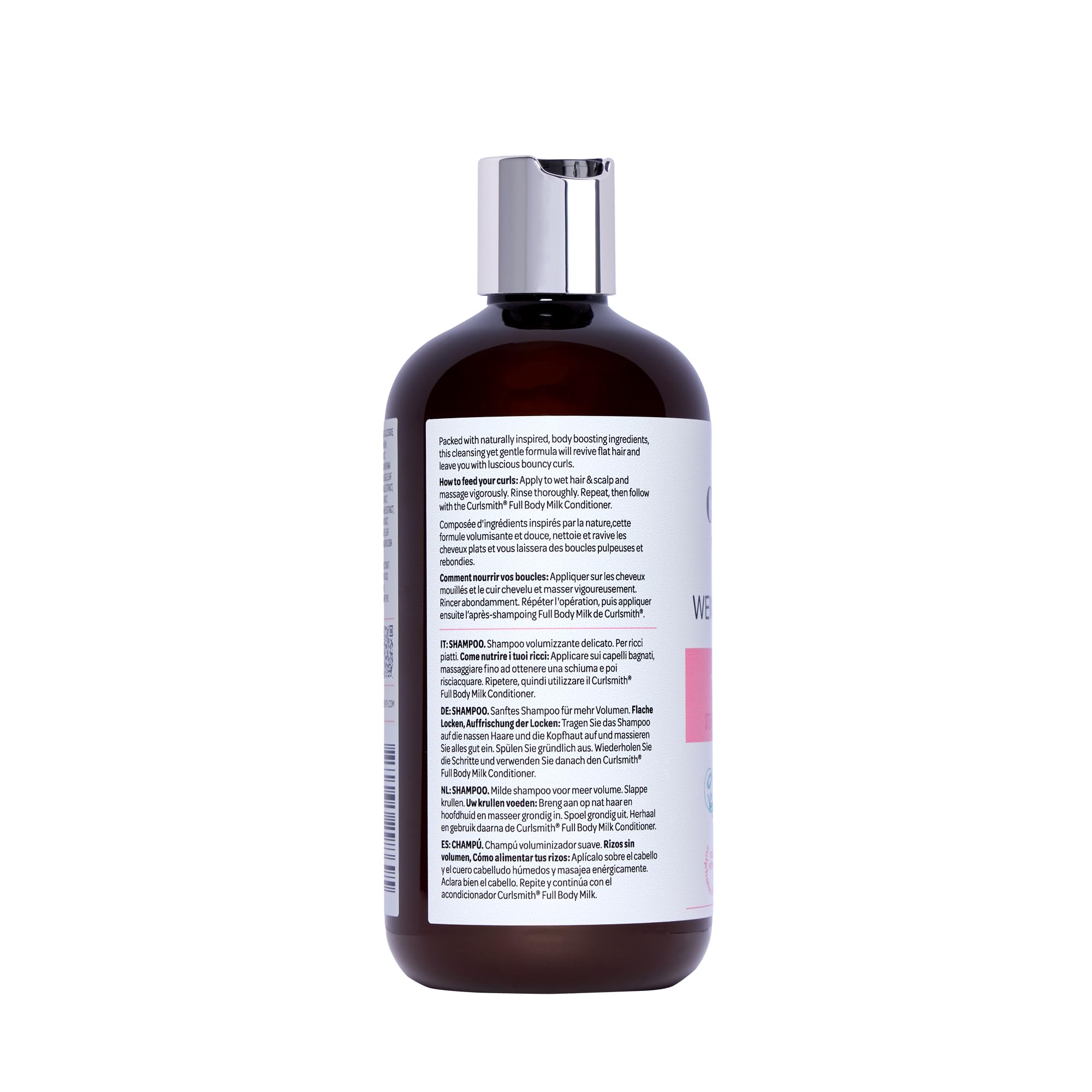 CURLSMITH Full Body Weightless Shampoo creamy foam closeup hints at smoothing cleansing experience.