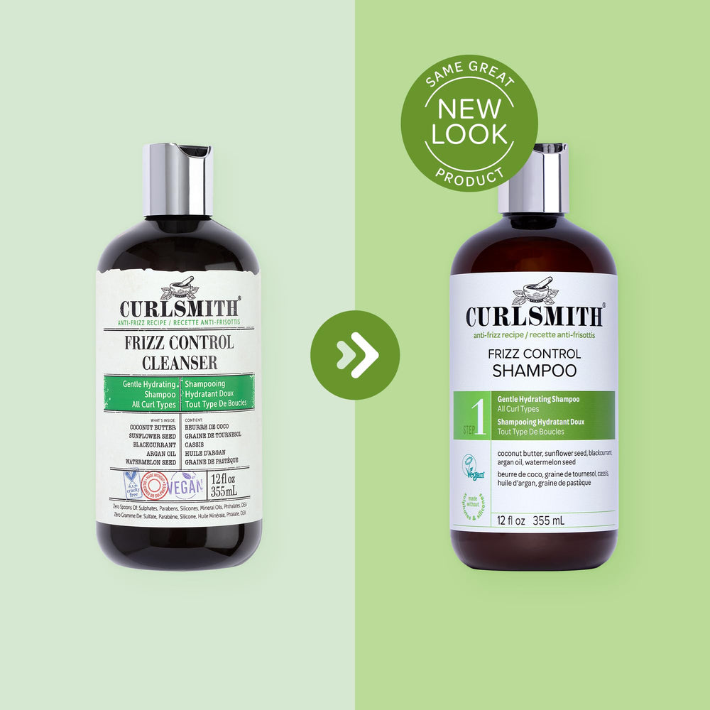 Hair rinses after CURLSMITH Frizz Control Shampoo for softer, more manageable curls.