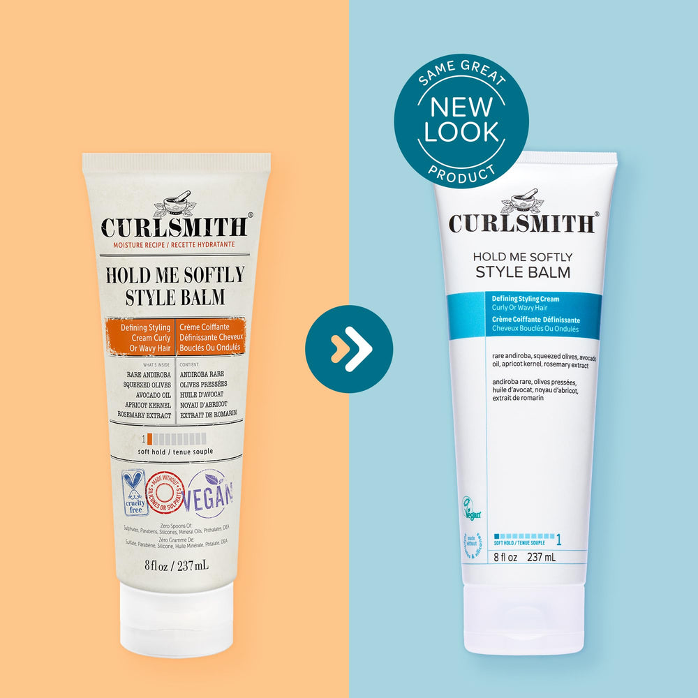 CURLSMITH Hold Me Softly Style Balm efecto sin crujido en rizos.