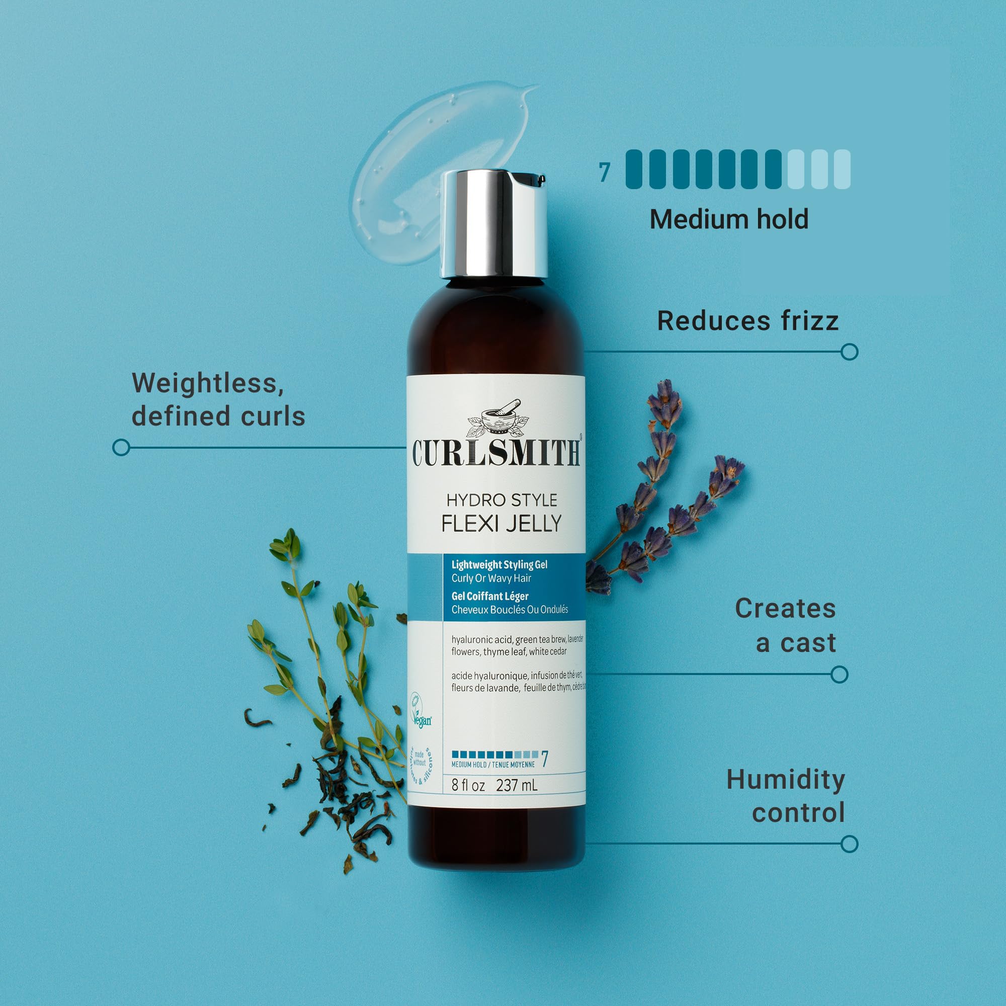 CURLSMITH Hydro Style Flexi-Jelly wet hair application demonstrates effortless, even coating for defined waves.