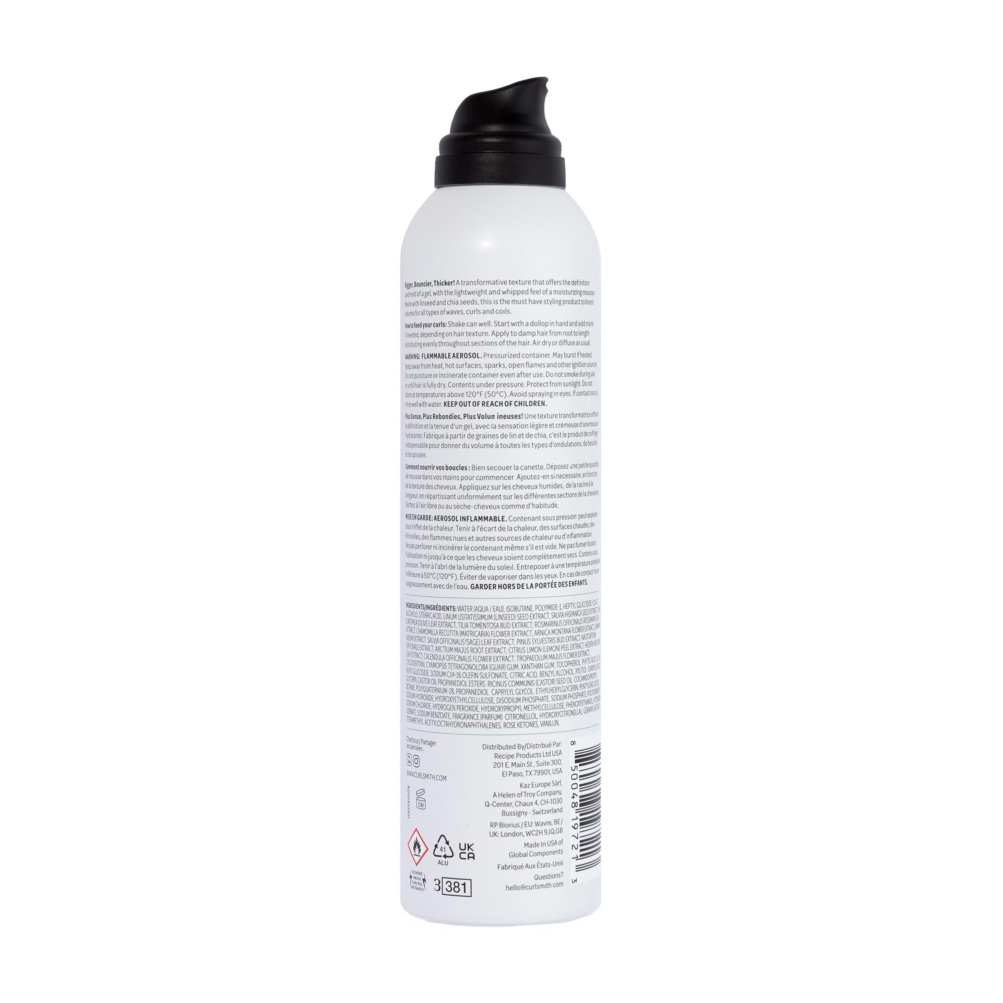 CURLSMITH Invincible Volume Mousse cruelty-free product with safe, ethical styling.