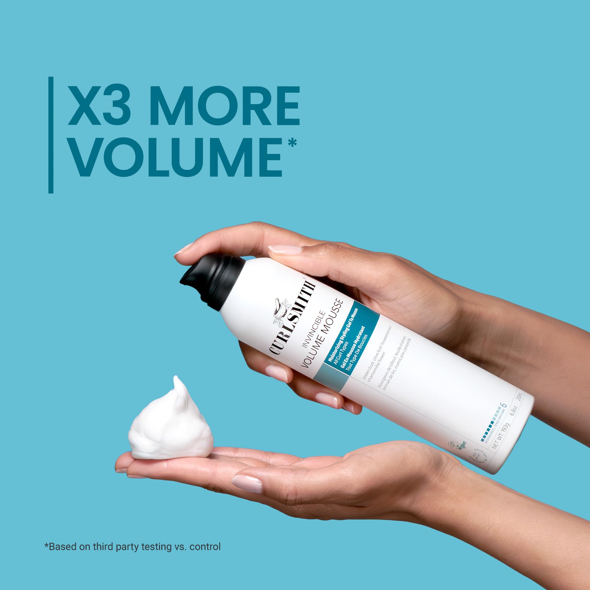 CURLSMITH Invincible Volume Mousse is color-safe and vegan.
