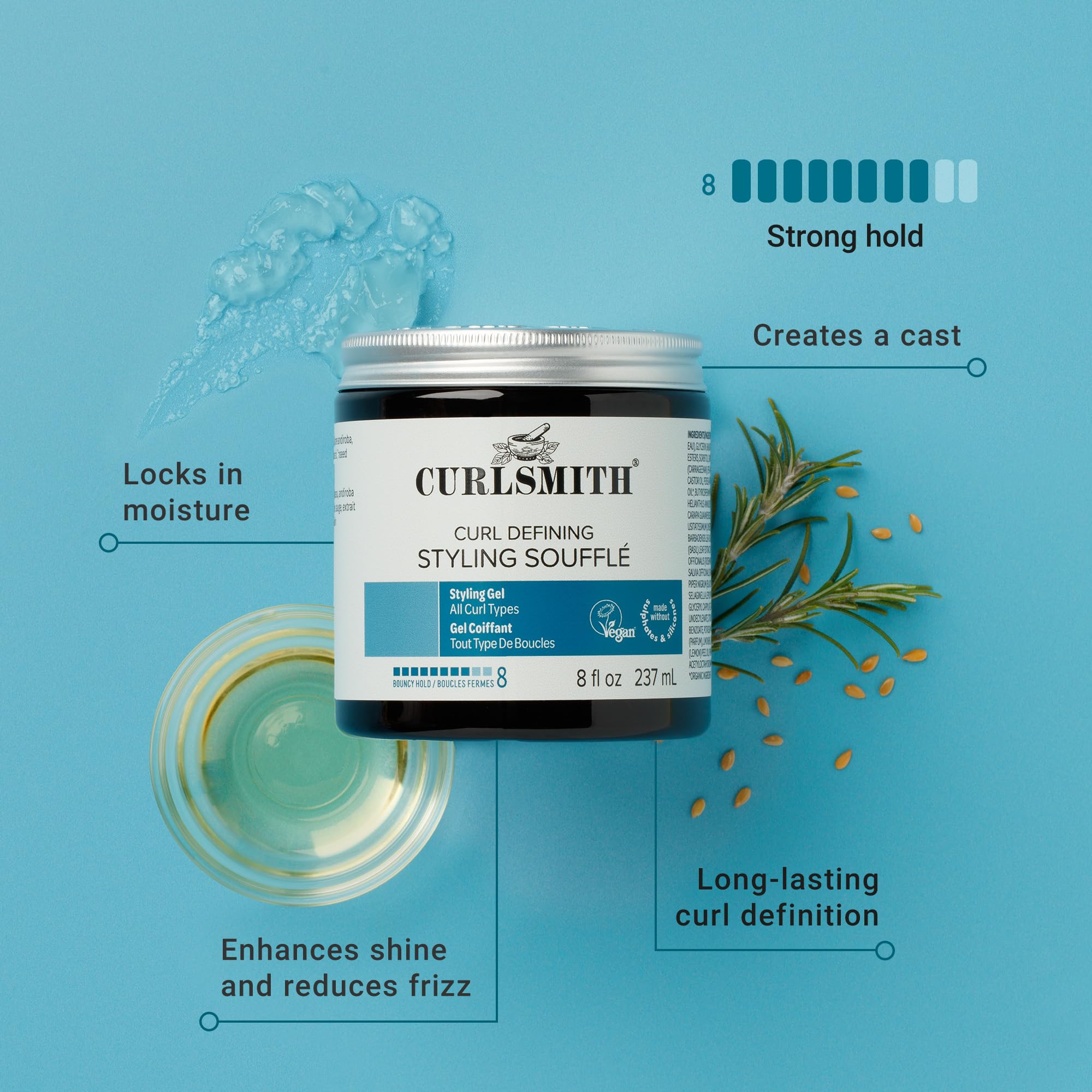 CurlSmith Soufflé applied to curls for smooth glide and even distribution.