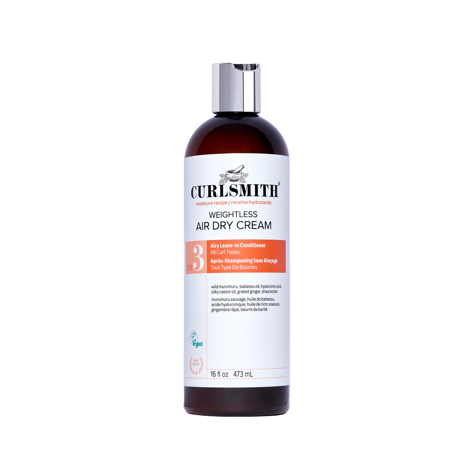 Curlsmith Weightless Air Dry Cream bottle close-up highlighting lightweight hydration for curls.