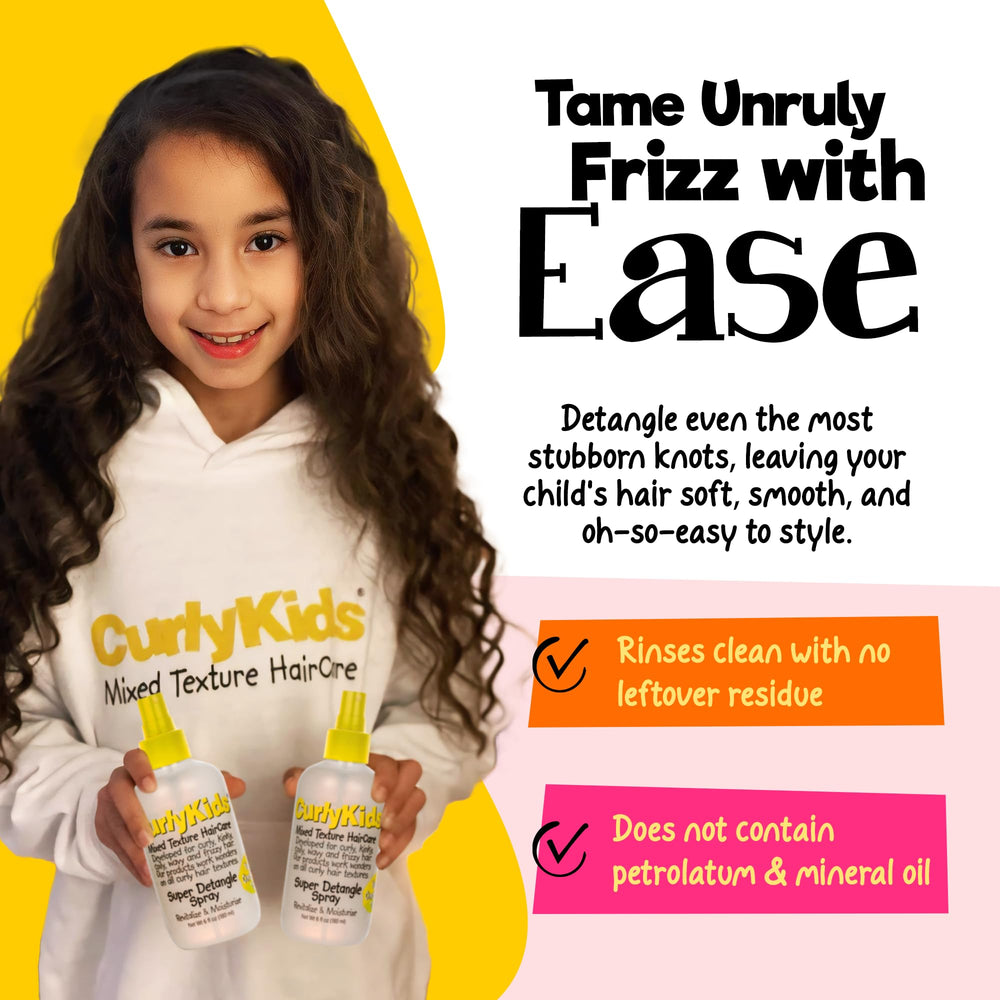 CurlyKids Curly Hair Cream Leave-In demonstrates lightweight moisture and manageability.