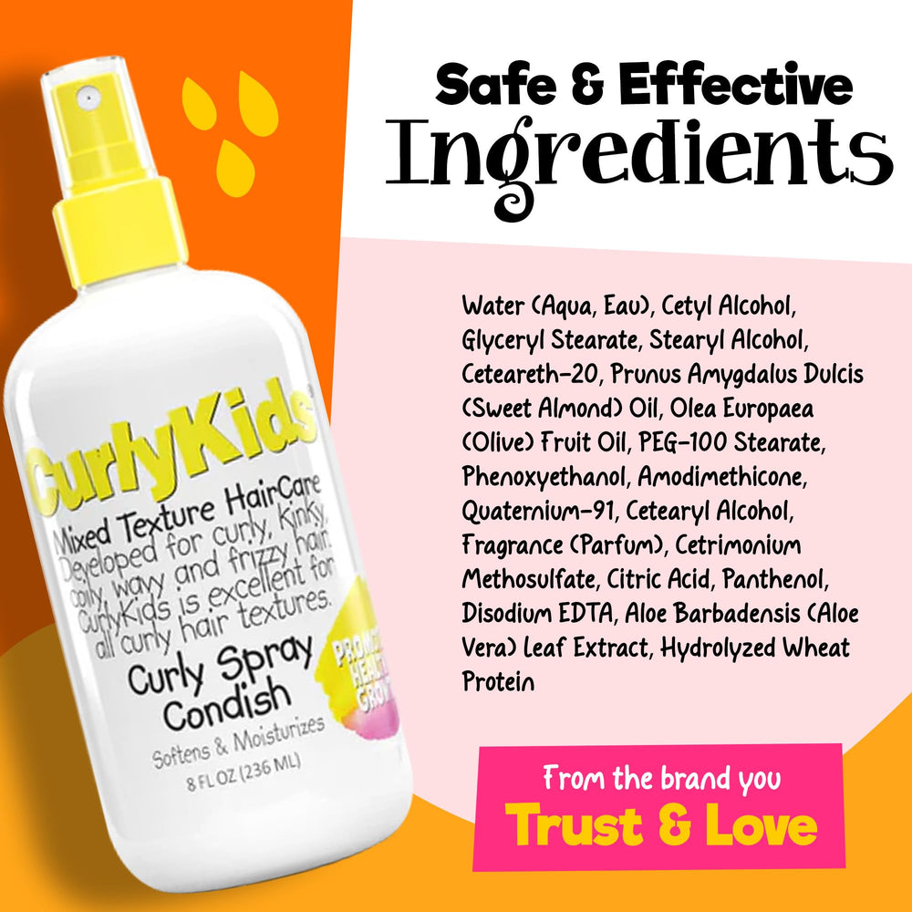 CurlyKids Curly Spray Condish libre de sulfatos y petrolatos para uso diario