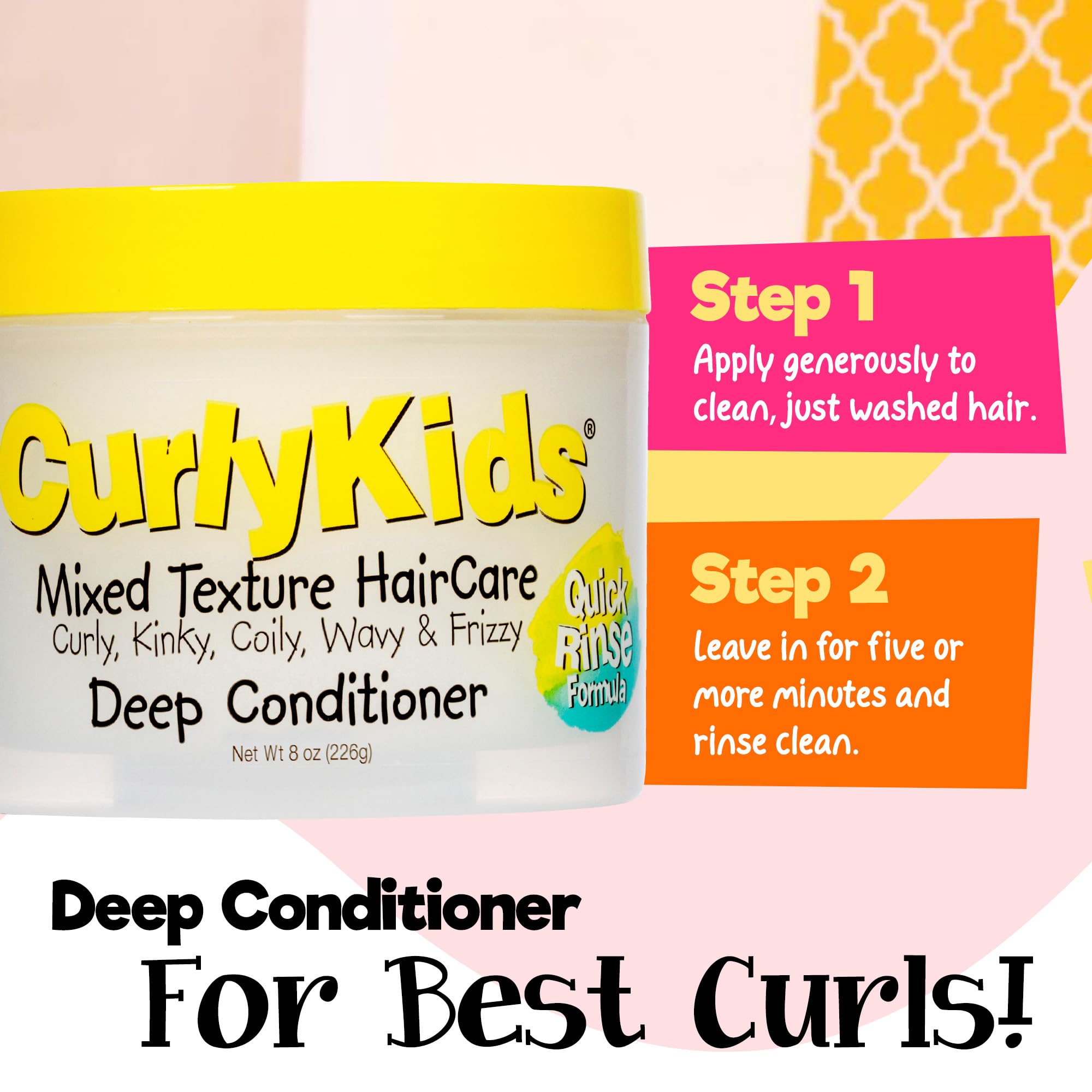 CurlyKids detalle del envase 8oz, producto libre de sulfatos y parabenos.