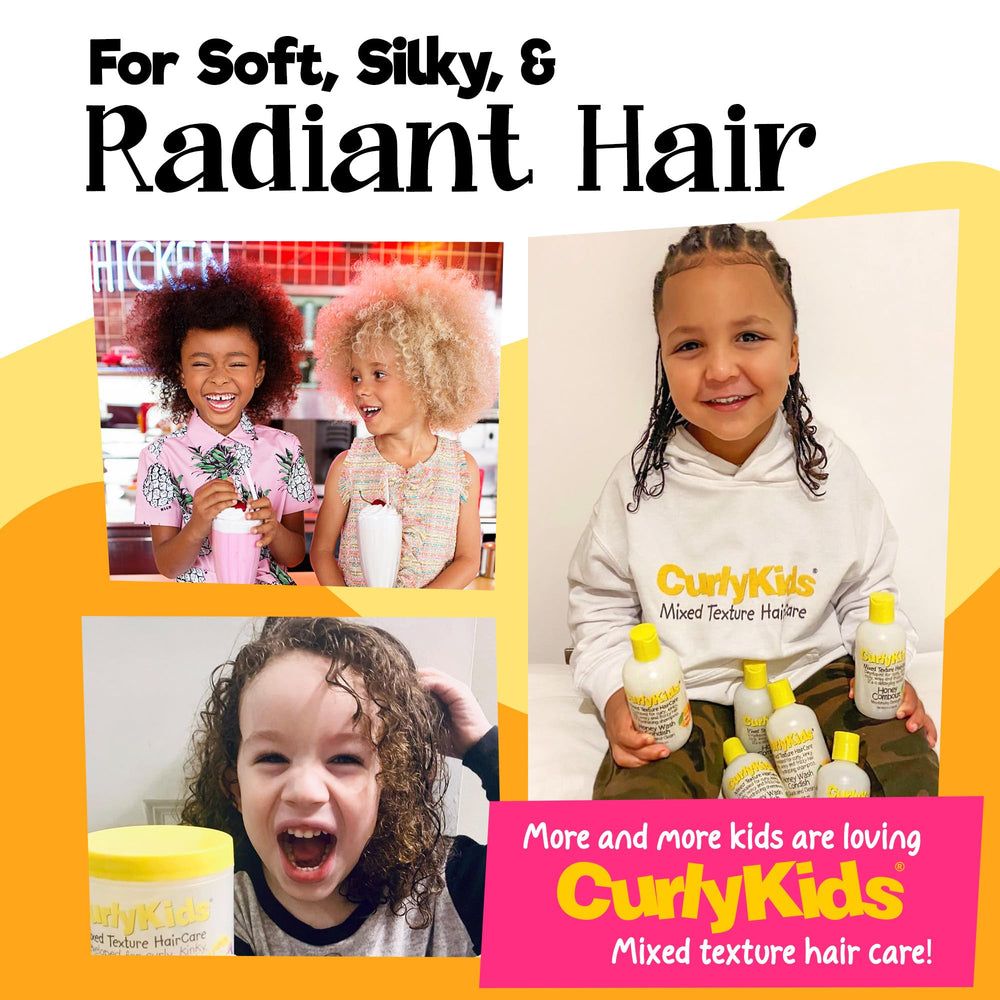 CurlyKids hidratación ligera que no pesa, ideal para cabellos voluminosos.