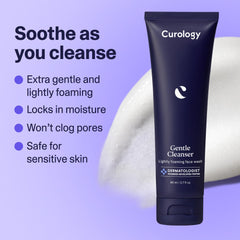 Curology Gentle Face Cleanser bottle with mild cleansing action for sensitive skin.
