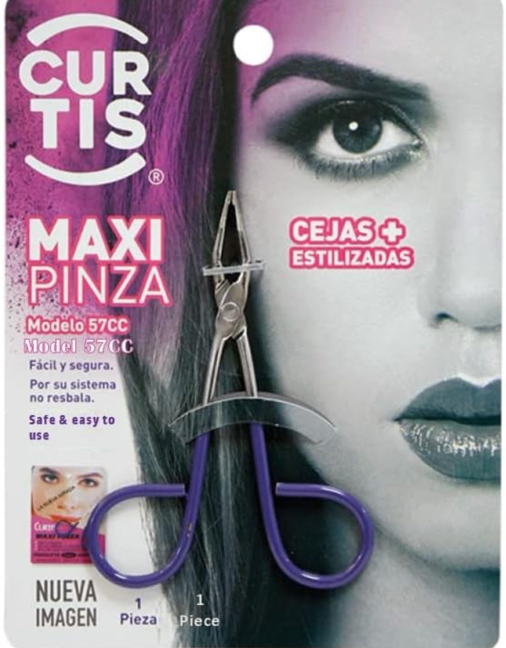 Curtis eyebrow tweezers with flat edge design for effortless precise tweezing from any angle.