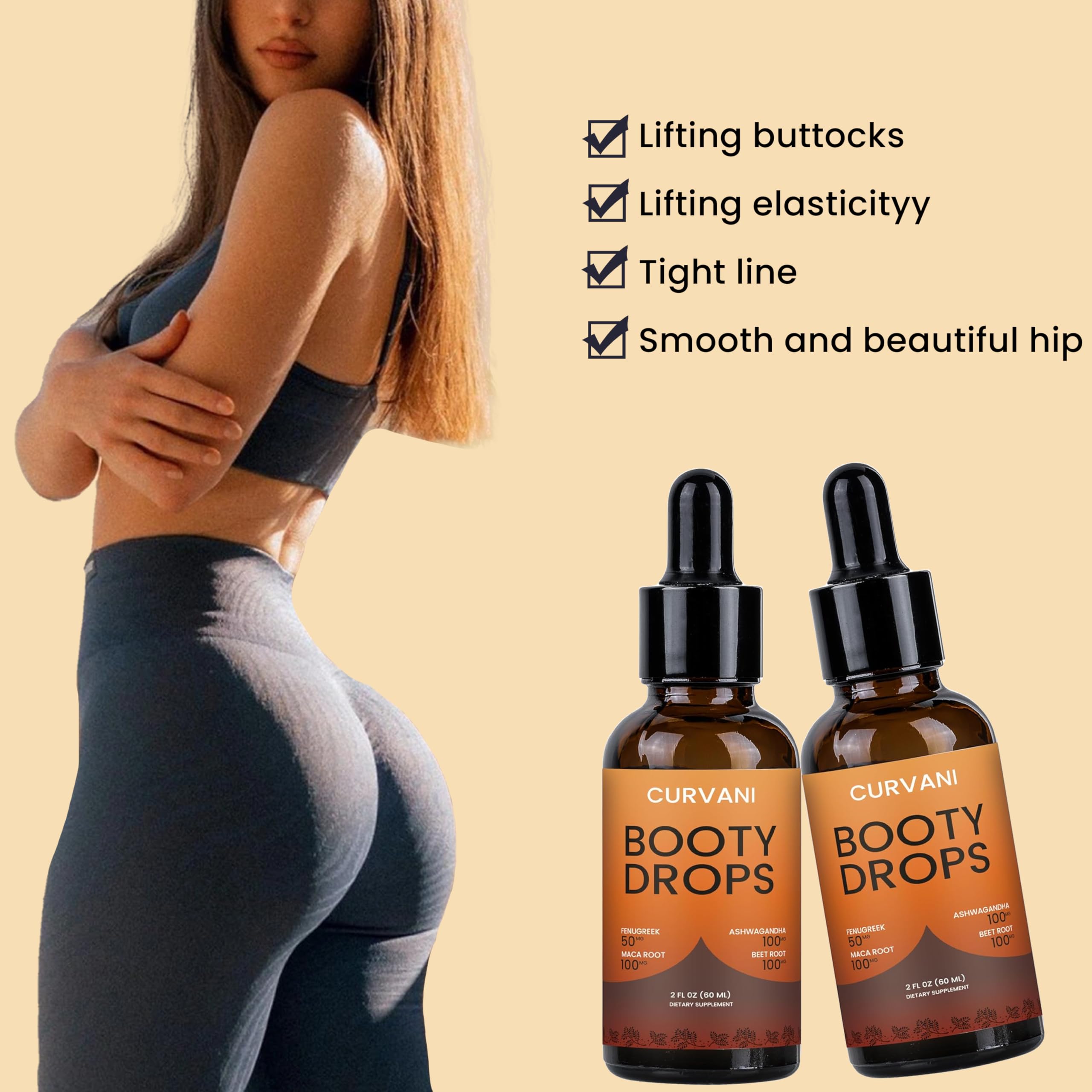 Curvani Booty Drops: aplicación diaria integrada sin complicaciones.