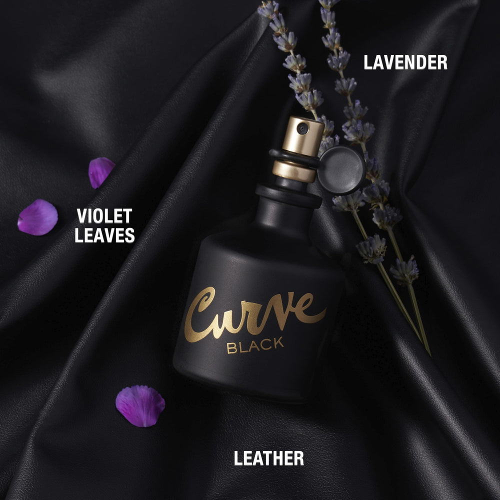 Curve Black bottle back reveals compact, portable packaging