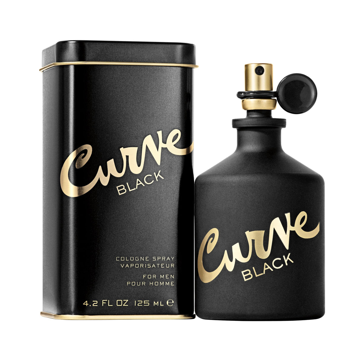 Curve Black bottle front view shows bold masculine design