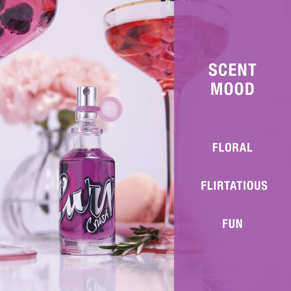 Curve Crush fragrance mist label view with clear branding
