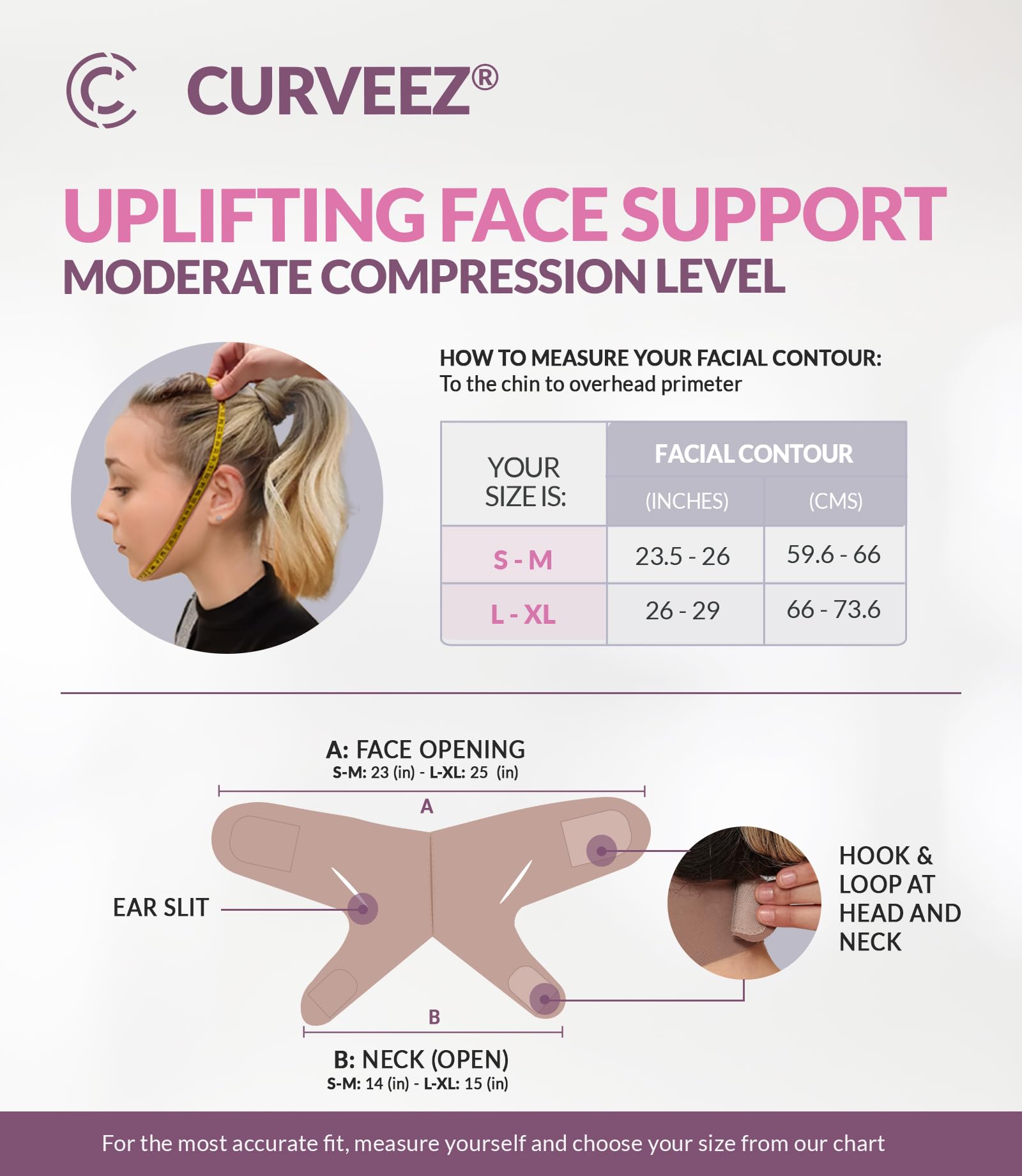 Curveez Chin Strap Compression post-surgery provides comfortable support during recovery.