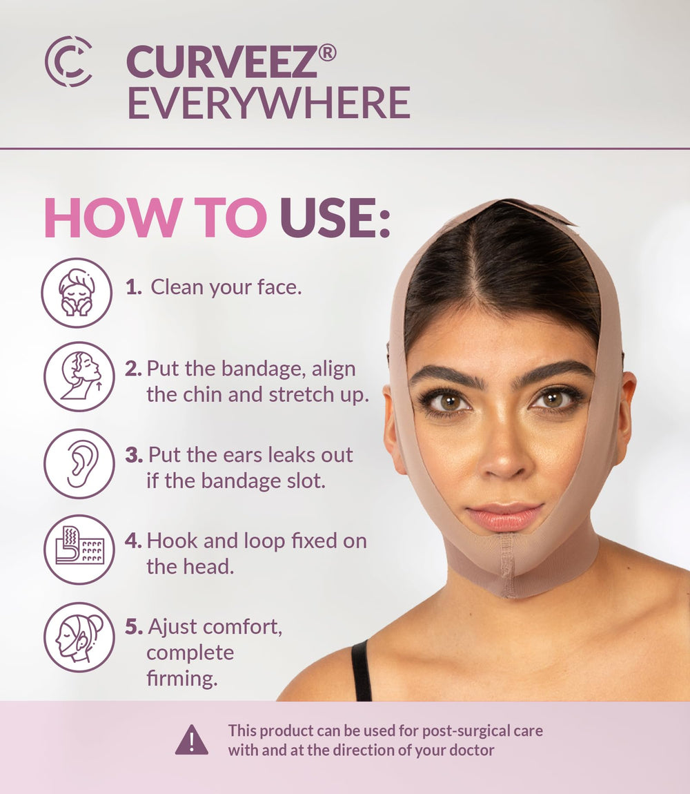 Curveez Neck and Face Sculpting Compression Band supports gentle jawline care.
