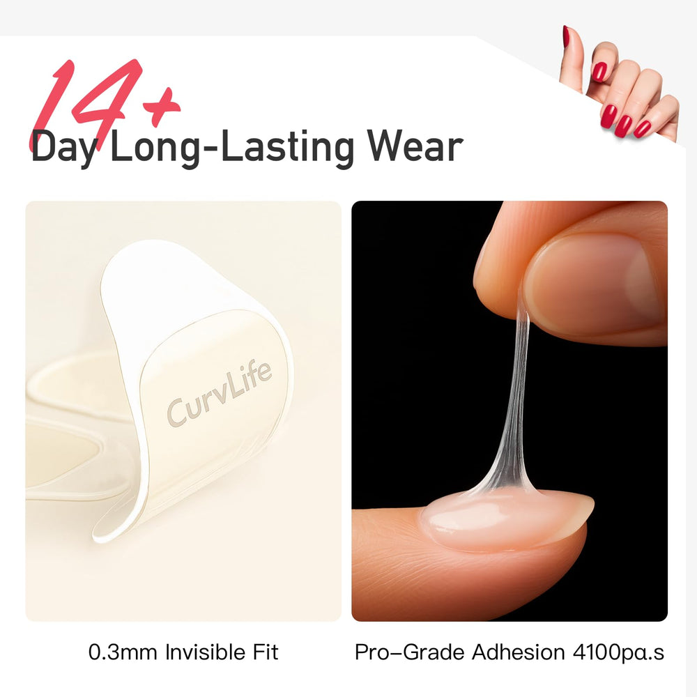 CurvLife CareHold: adhesivos ultrafinos de 0,3 mm para acabado discreto.