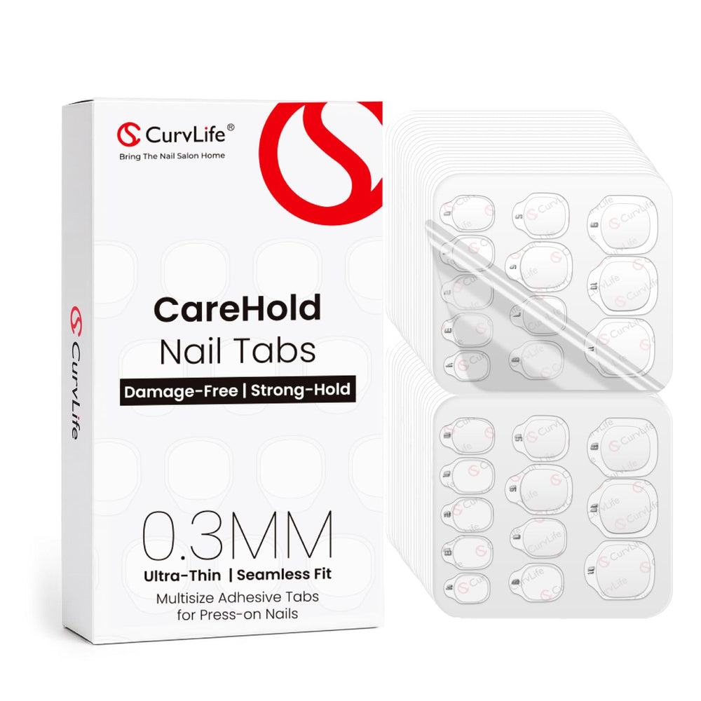 Curvlife CareHold: tapas adhesivas uñas 0.3mm para un acabado limpio y cómodo