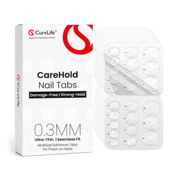 Curvlife CareHold: tapas adhesivas uñas 0.3mm para un acabado limpio y cómodo