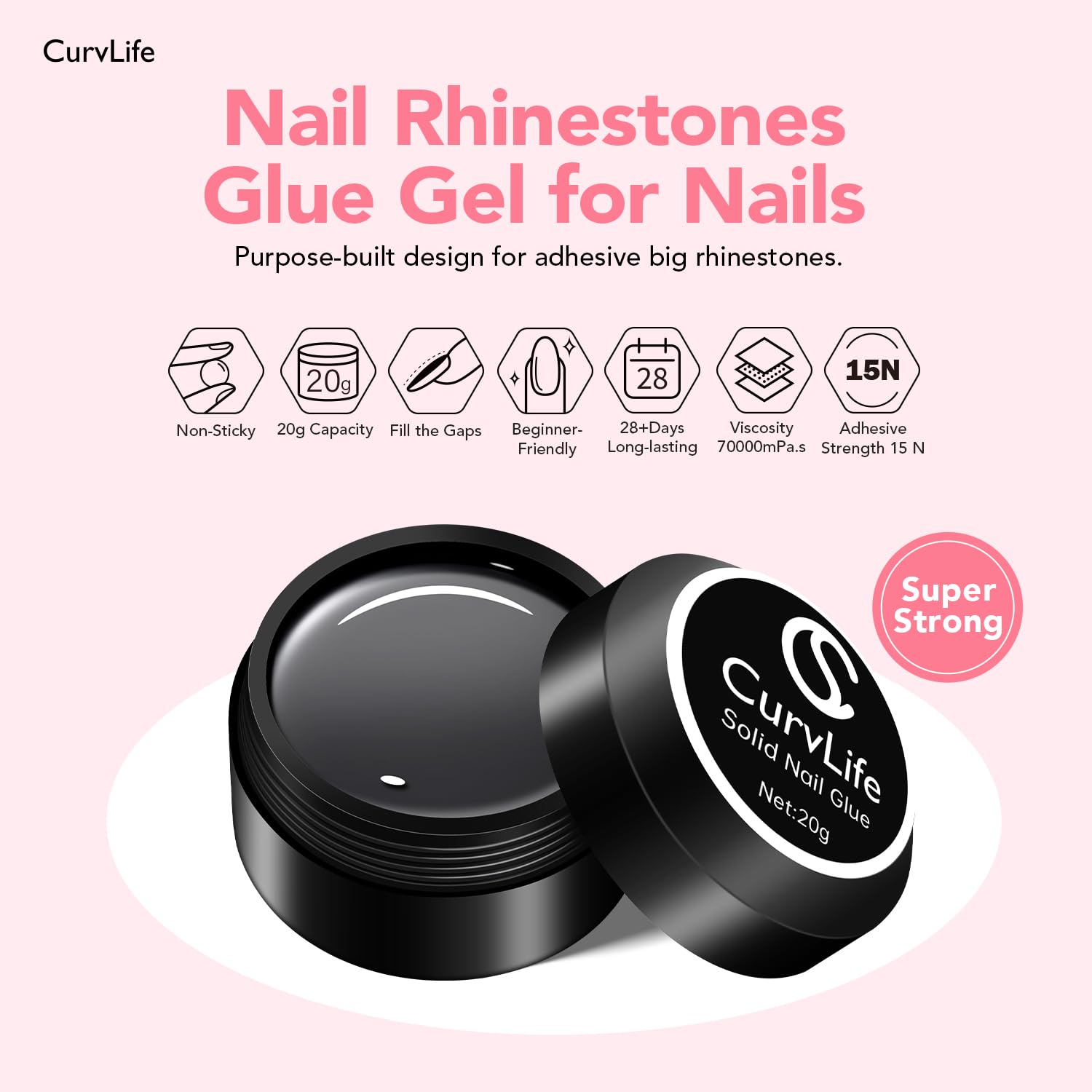 Curvlife clear press-on nails in almond shape for easy, natural wear.