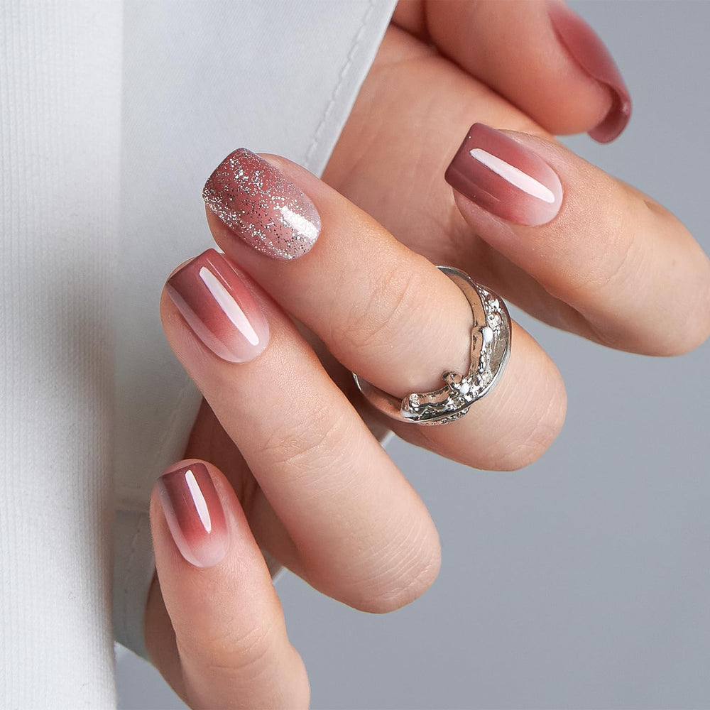 CurvLife frances gel, diseño rosa niebla, uñas elegantes para un toque de salón.