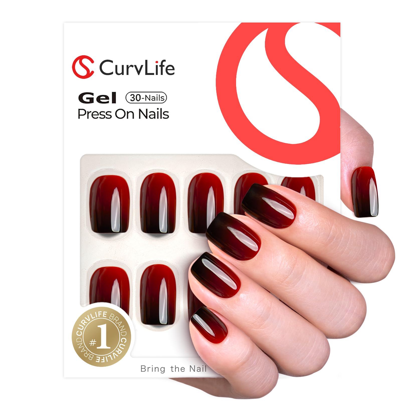 Curvlife kit uñas con pegatinas adhesivas de gel reutilizables para una aplicación limpia.