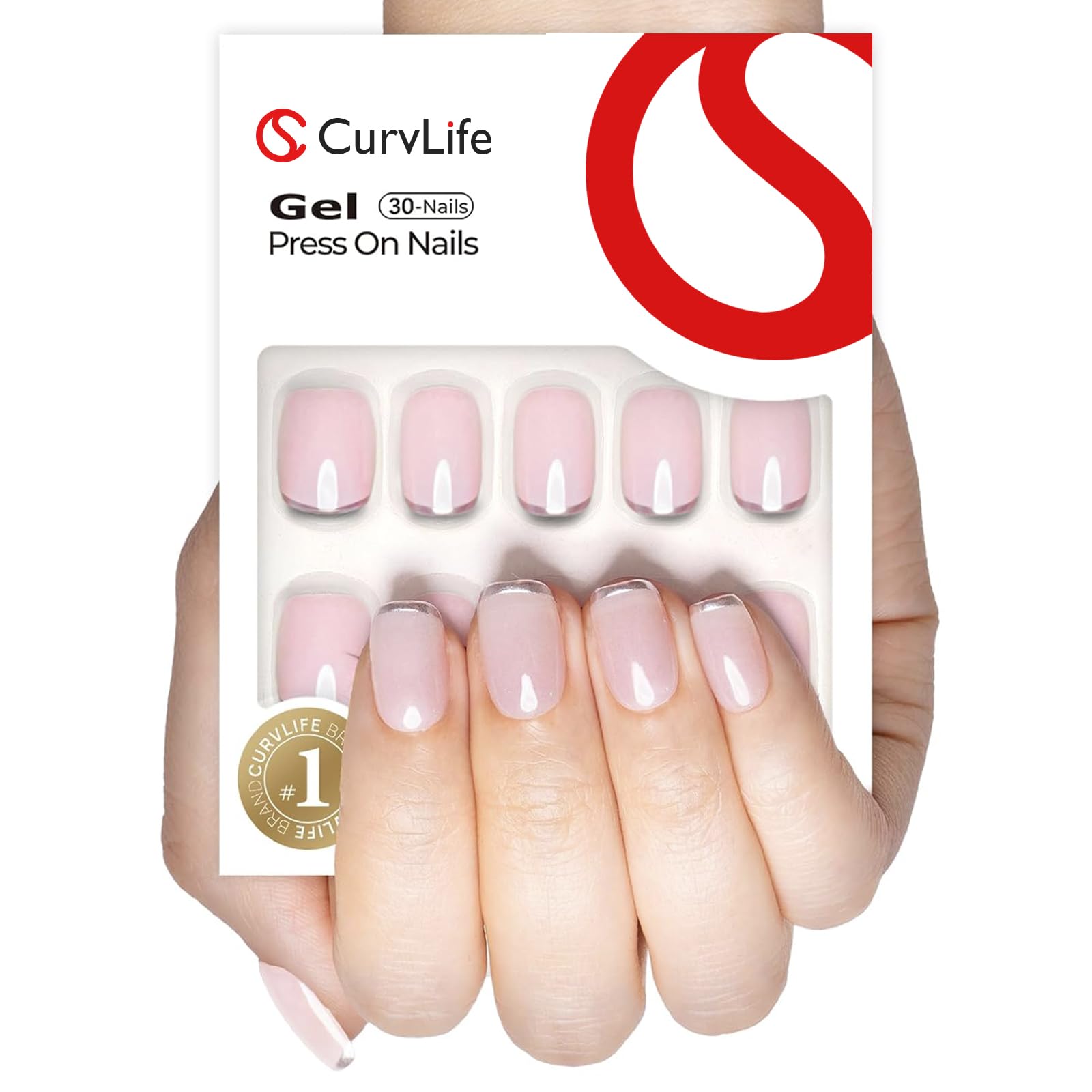 Curvlife kit uñas pegables marfil plata, aplicación rápida