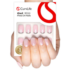 Curvlife kit uñas pegables marfil plata, aplicación rápida