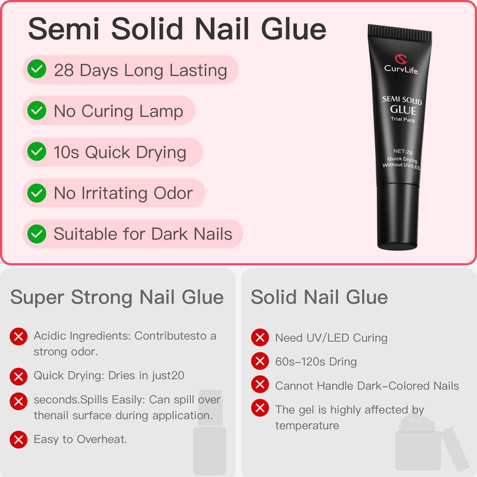 CurvLife nail art glue bottle supporting versatile designs and detailing