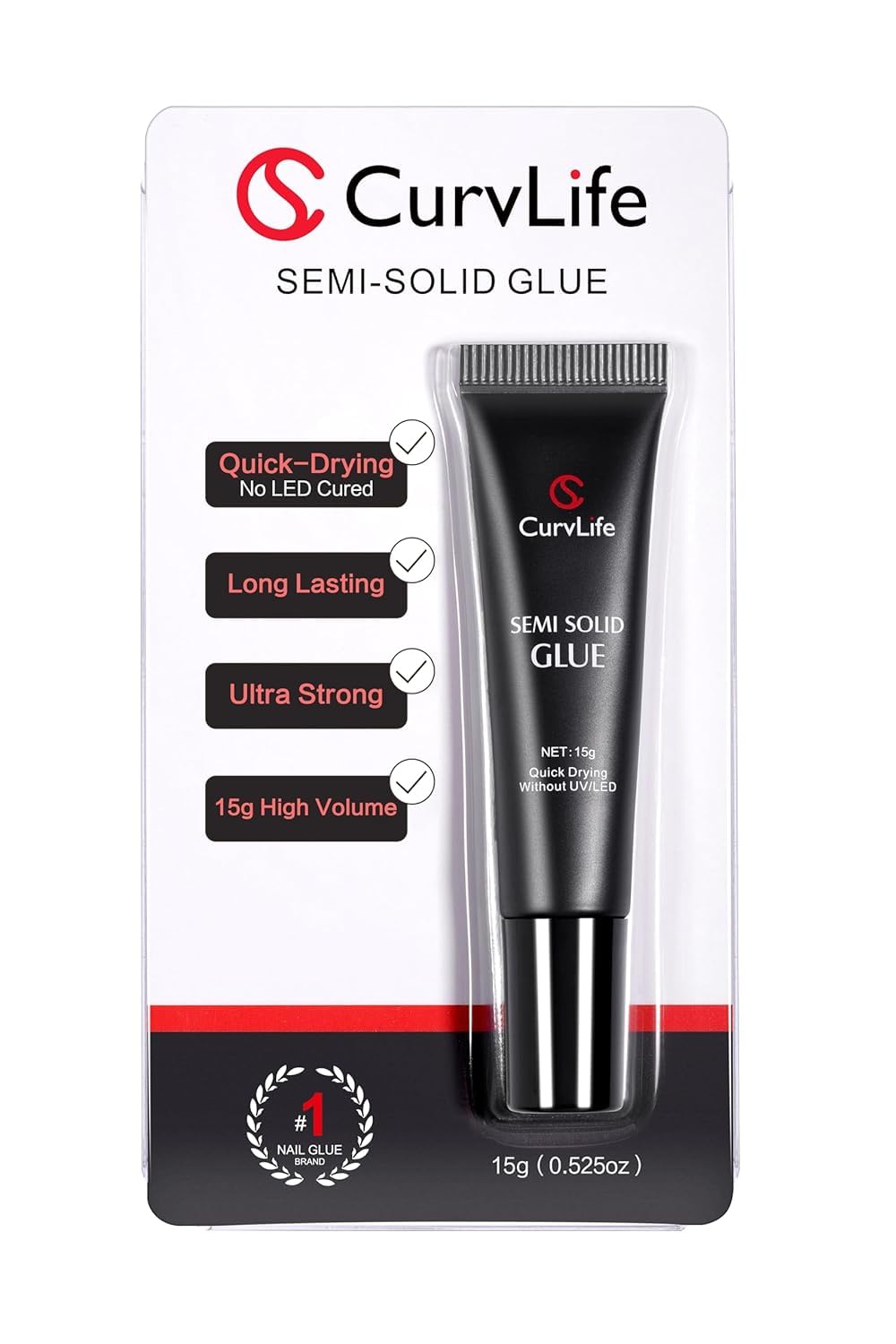 Curvlife: pegamento para uñas de 15 g en botella, aplicación rápida.