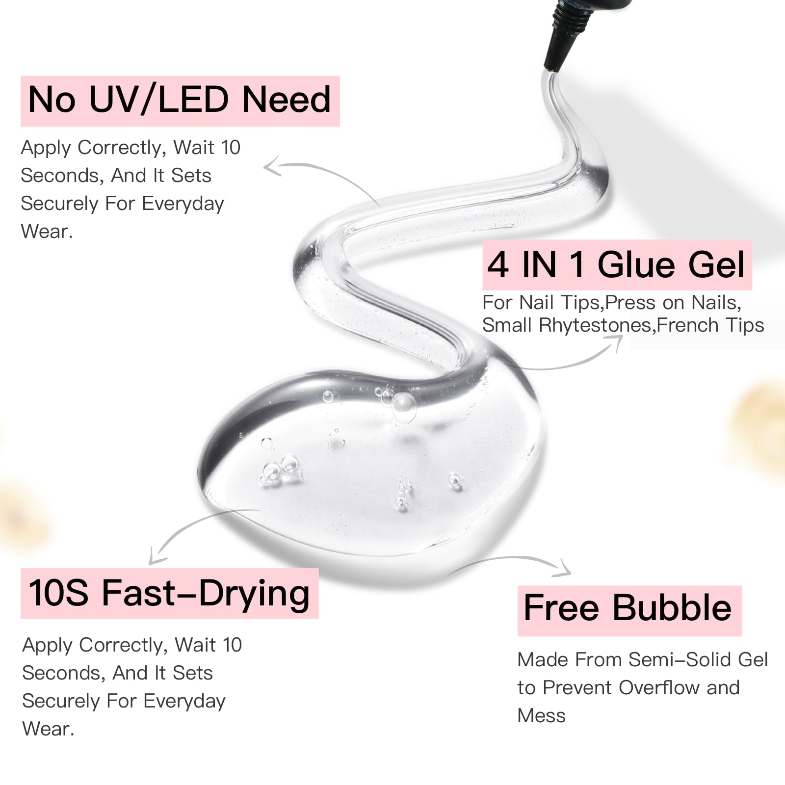 Curvlife pegamento resistente para uso diario, adhesión confiable en uñas.