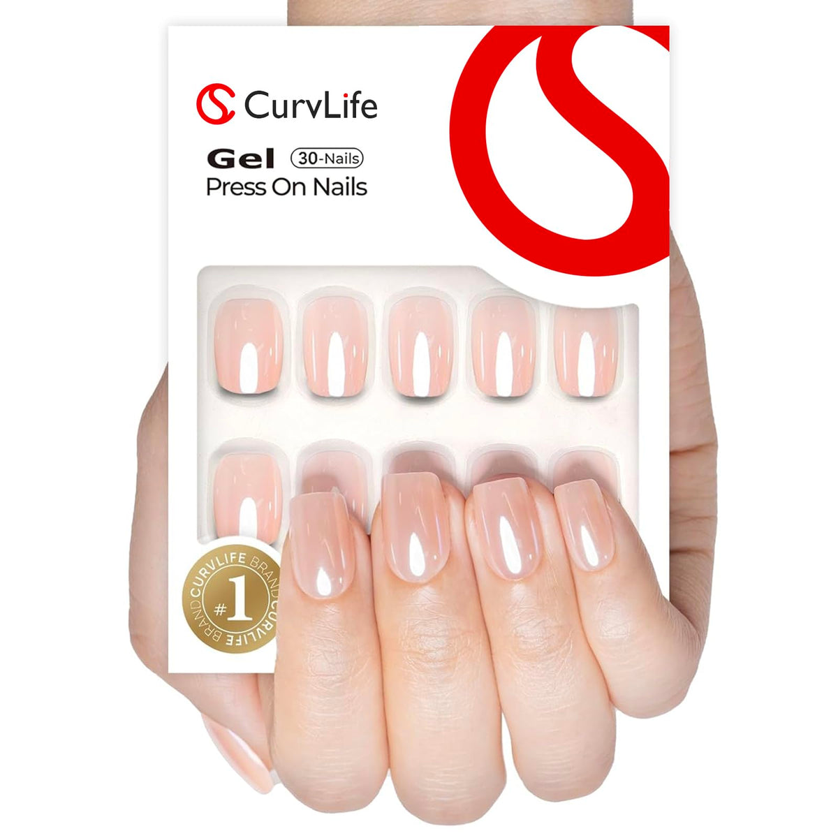 CurvLife uñas gel suaves, 30 piezas, en caja para rápida aplicación