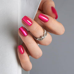 Curvlife uña acrílica cromada rosa corto para uso diario cómodo.