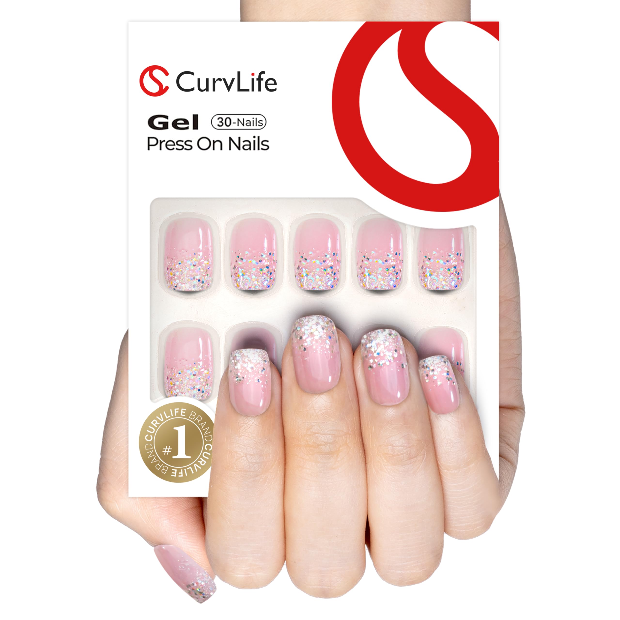 Curvlife uñas Frances brillo natural, aspecto elegante para diario.