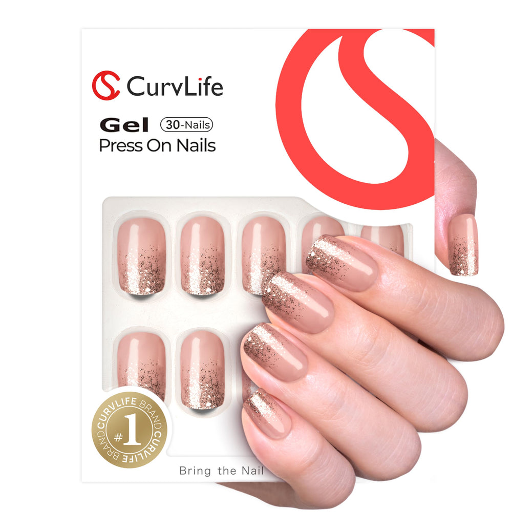 CurvLife Uñas Frances Oro Liso: apariencia pulida para cualquier ocasión.