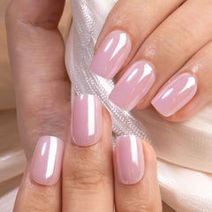 CurvLife ünas de gel cromado rosa con brillo intenso.