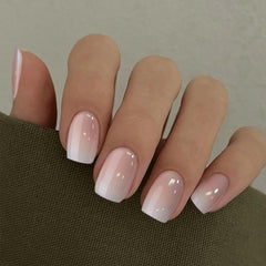 Curvlife uñas gel frances-gradiente rosa, acabado elegante para uso diario.